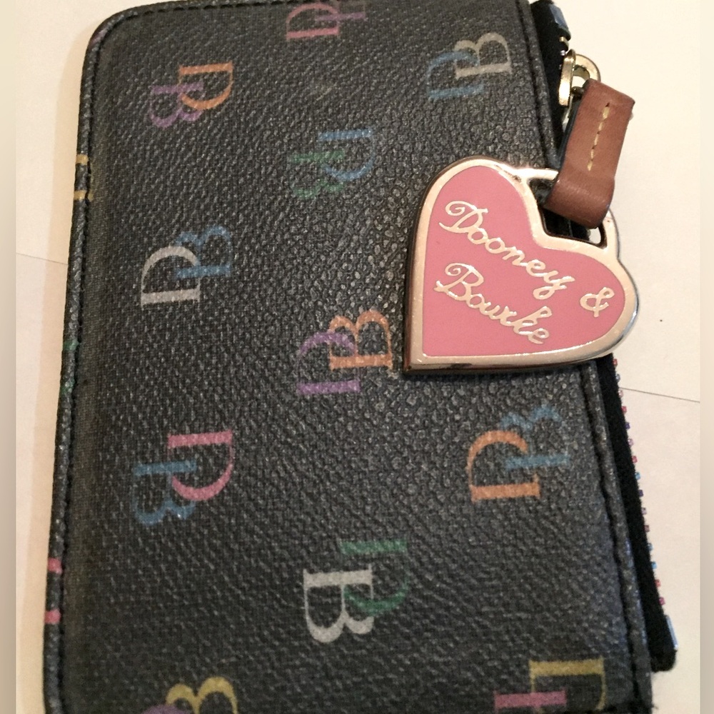 Dooney & Bourke mini Coin ID Pouch Keychain Rainbow Monogram Zipper Y2K 🔑 🌈 🩷